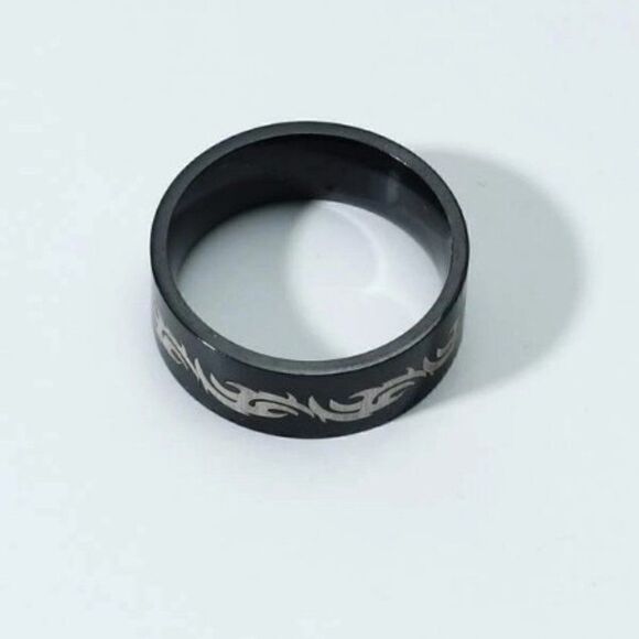 Stainless Steel Tribal Design Ring - Picture 3 of 4